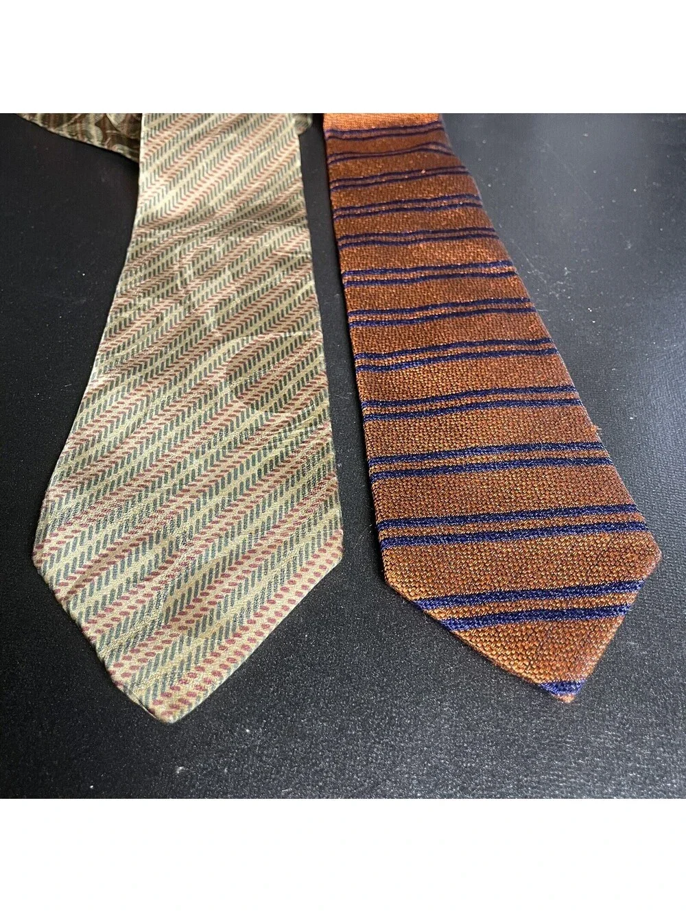2 Vintage Men’s Neck Ties Orange & Tan 2pc Brooks Brothers 1990s Necktie